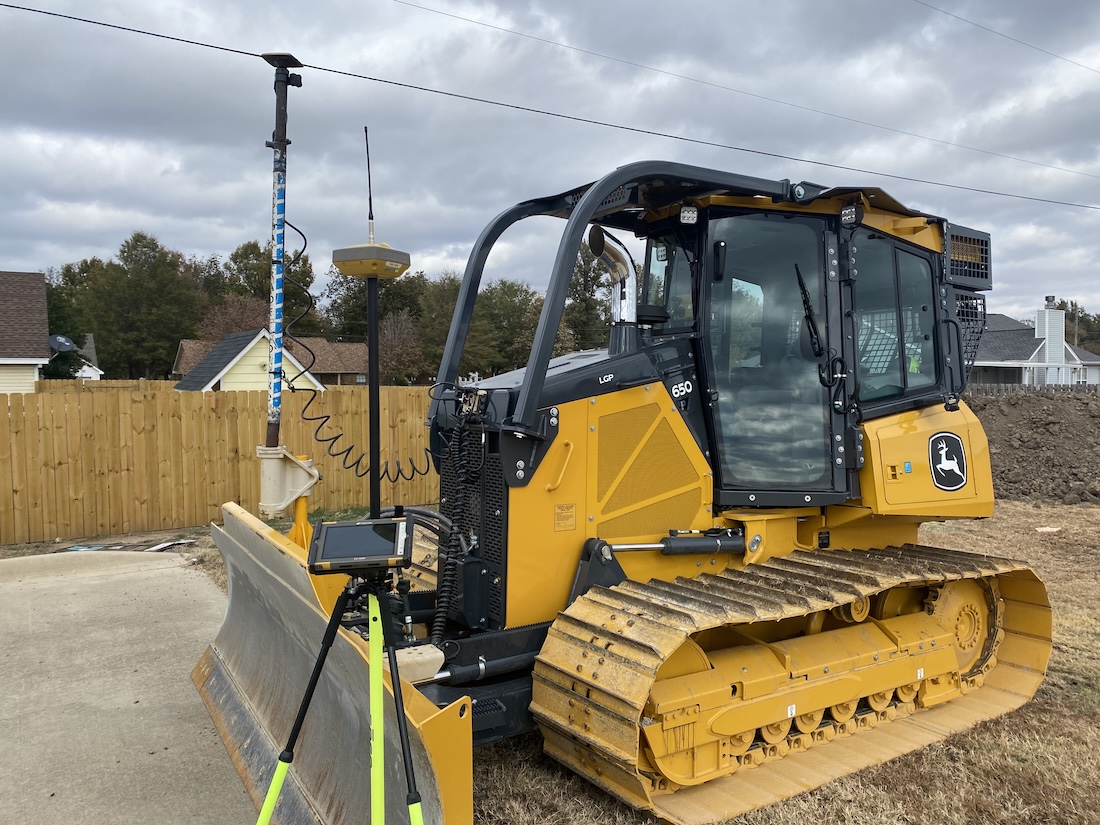 John Deere dozer with Topcon GPS machine control in Poinsett County, AR John Deere dozer with Topcon GPS machine control in Poinsett County, AR